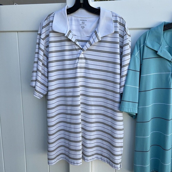Lot of 3 George Polo Shirt Gray Golf Short Sleeve Red Blue White Striped XL - Picture 2 of 12